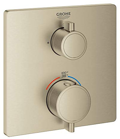 Grohe Grohtherm 24110000 Thermostat-Zierleiste mit 2 Griffen Einzelfunktion Gebürstetes Nickel