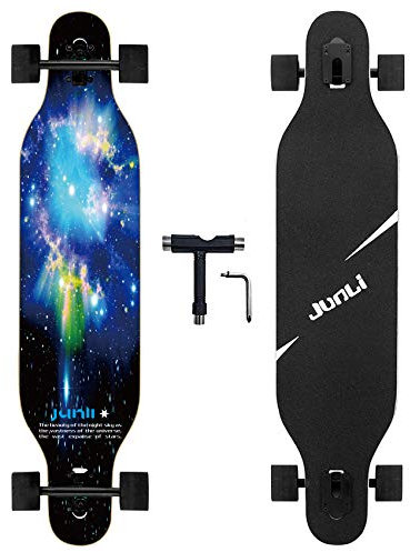 Junli 41 Inch Freeride Skateboard Longboard - Complete Skateboard Cruiser for Cruising, Carving, Free-Style and Downhill Starlit Night