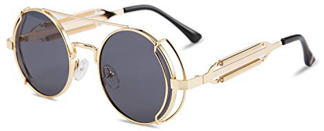 Karsaer Steampunk solglasögon hippie glasögon retro rund metallram kvinnor män