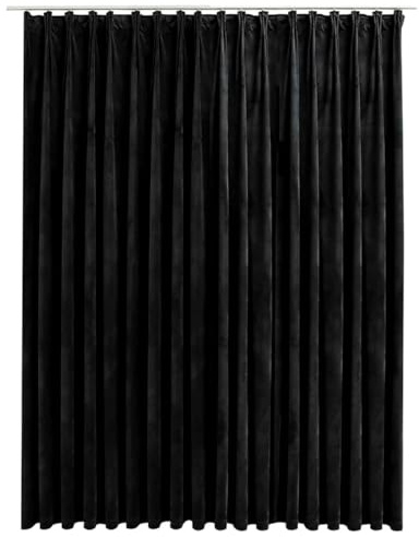 vidaXL Vorhang Verdunkelung mit Haken Verdunkelungsvorhang Kräuselband Thermo Gardine Blickdicht Dekoschal Wohnzimmer Samt Schwarz 290x245cm