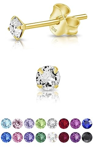 Orecchini Donna Punto Luce - Argento 925 Placcato Oro, Cristallo, Diamante, Dorati, con Brillantini