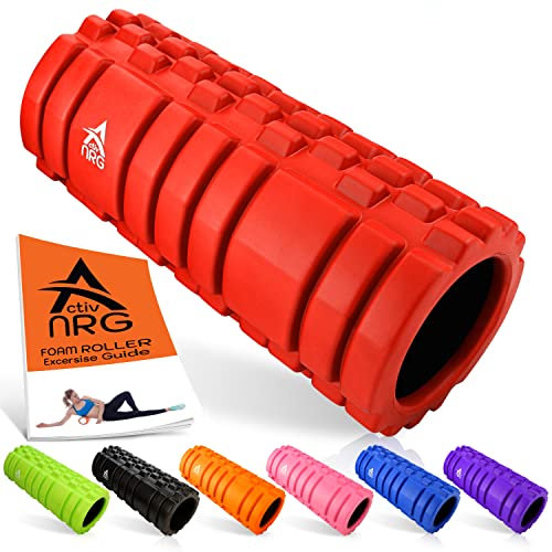 ActivNRG, Rullo in schiuma per fitness, massaggi di muscoli e tessuti profondi, trigger point, fisioterapia (rosso)