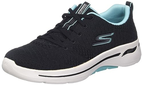 Skechers Dam Go Walk 4-Kindle låg-topp sneakers, Flerfärgad svart aqua, 6.5 UK Wide