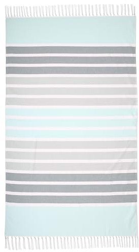 Maisonette Mai Strandtuch 100% Baumwolle Groß Pestemal - Reise für Hamamtuch - Strandhandtuch Für Damen und Herren (100x178 cm), Grün