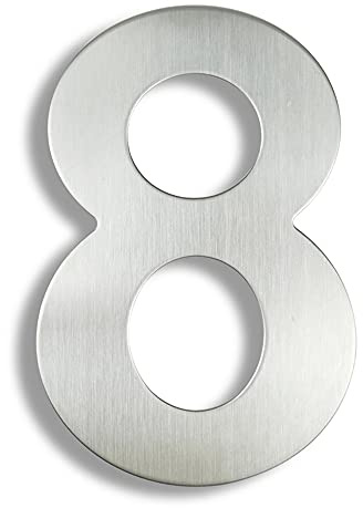 HASWARE Numero civico moderno in acciaio inossidabile spazzolato Elegante porta alfabeto placca Street Home Decor (8, 6 pollici argento)