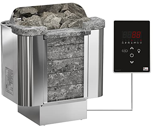 Sawo Cumulus Ni2 6kW Elektrische Saunaofen 230V/400V zusammen mit Bedienfeld Saunova und 20kg Saunasteine