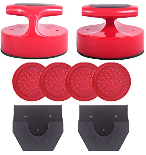 Air Hockey Pushers and Air Hockey Pucks,2PCS Striker with 4PCS plastic Pucks and 2PCS Striker holders