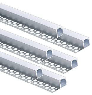 Besseto LED Fliesen Profil 6 Pack 3.3FT/1 Meter Gips Trim Rand Streifen Aluminium Profil, Trimless vertiefte Aluminium LED Fliesen Profil mit milchigen Diffusor und Endkappen