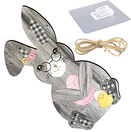 ifundom Osterhase Deko Für Ostern Zum Aufhängen Holzschild Mit Hasenmotiv Hängende Osterfensterdeko Ostern Türschild Aus Holz