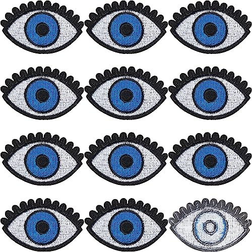 GORGECRAFT 15Stk Blaues Auge Zum Aufbügeln Bestickte Patches Applikation Zum Aufnähen Augen Augapfel-Stickerei Goth-Punk Retro-Applikation Stoffabzeichen Für Kleidung Accessoires Jeans Dekoration