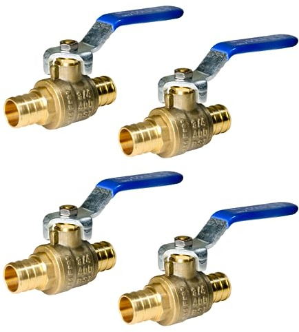 XFITTING 4 Pieces 3/4 Pex Ball Valve with Handle Blue, 24-2-4=4X