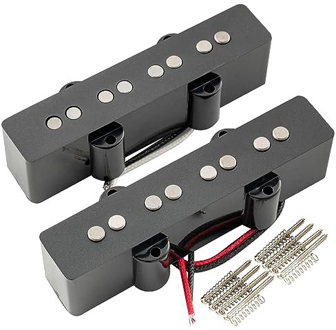 Artec JOA4 Alnico 5 Vintage Tone Single Coil Jazz Bass Tonabnehmer Pickups Set für 4-Saiter J-Bass E-Bass, Schwarz
