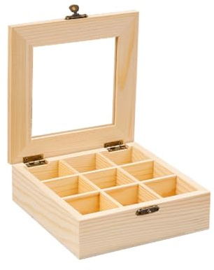 HonFitat Caja de almacenamiento para bolsas de café, organizador de bolsas de té de oficina, soporte de madera para paquetes de azúcar, bolsa de té de madera con tapa de vidrio