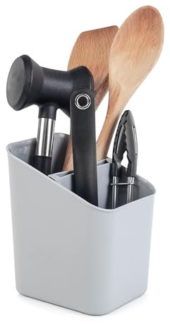 KADAX Escurreplatos y Organizador de Cubiertos, Escurridor de Cocina Con Soporte para Drenaje, Cesta para Cubiertos (Gris Claro)