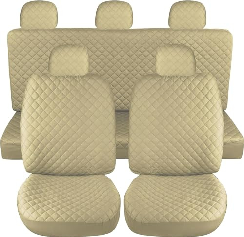 Susy Shop Housses de siège auto universelles, avant et arrière, compatibilité universelle montage simple (ensemble complet, beige)
