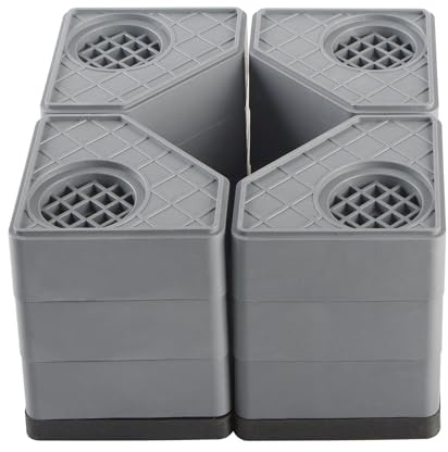 Mairuker Anti Vibration Pads for Washing Machine - Washer and Dryer Pedestals High Hard Wearing Square Rubber Foot Pads, Noise Cancelling and Shock Support Protects Pedestals 11.5cm/4.52inch