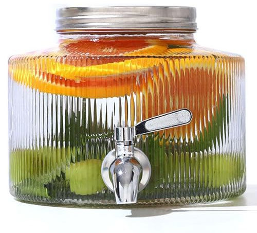HmLotd Barattolo di Vetro con Rubinetto, bollitore per Bevande in Vetro con Rubinetto, Barattolo di Vetro per Limonata, per Bevande Calde e Fredde, per Feste, Bar, ristoranti