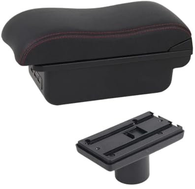 Apoyabrazos para coche Para Seat Para Ibiza 6j Para Ibiza 6L Compartimento De Reposabrazos Para Coche Contenido De Tienda Central Decoración De Estilo Con Portavasos USB(C2 Red Line)
