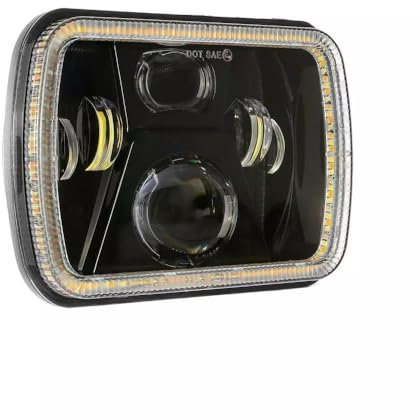 Generico Faro a LED da 60W con Abbaglianti e Anabbaglianti Luce di Marcia Diurna Proiettore a LED Faro a LED Luce Bianca Arancia IP67 Universale Omologato Per ATV Moto Camion Trattore