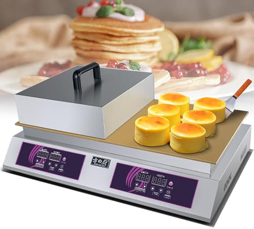 Machine à Soufflé, Crêpière Commerciale, Machine à Soufflé 60-240℃ Temp Control Electric Muffin Maker Stainless Stee Commercial Electric Griddlefor Home Kitchen Restaurant Double-Headed