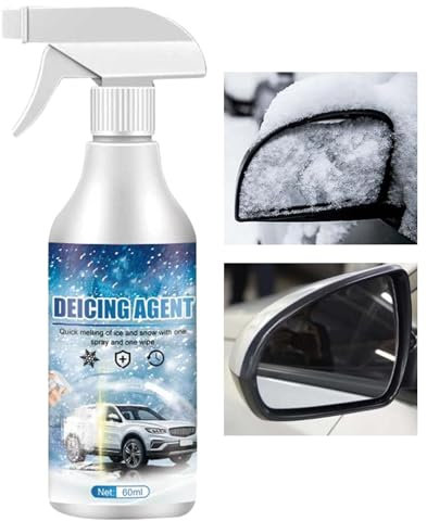 Sbrinatore per vetri - Liquido antigelo 60 ml Spray Scongelante per Parauri | Prodotto di Sbrinamento Express per Finestre, Specchi e Tubi di Scarico Eliminazione di Foglia e Neve, I