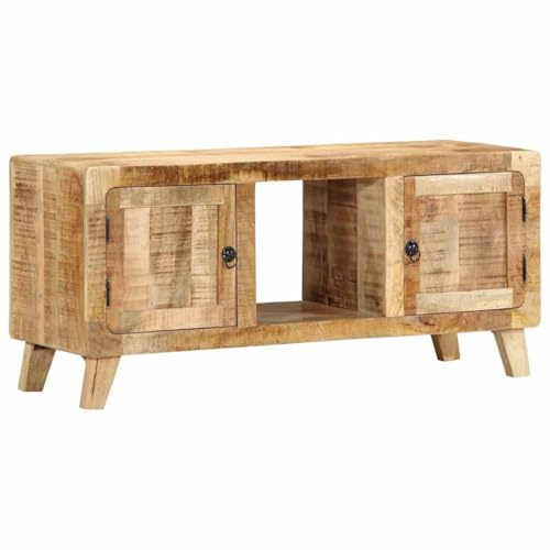 Rantry Arredo Mobile Porta TV 105x46x32 cm in Massello di Mango Grezzo, Mobilia Mobile Porta TV Mobiletto Basso per TV per Tavolino da Salotto Industriale Supporto TV Soggiorno M-4104521