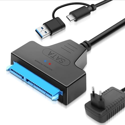 Wowfast Adattatore USB SATA 2.5 e 3.5 SSD/HDD a USB 12V 2A compatibile con Windows, Mac e Linux