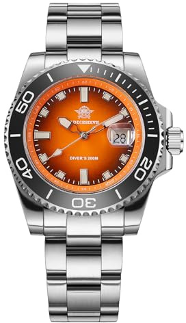 ADDIESDIVE 41 mm dykklocka 200 m BGW9 lysande keramisk ring analog herrklocka med armband i rostfritt stål AD2089, AD2089Orange, Armband