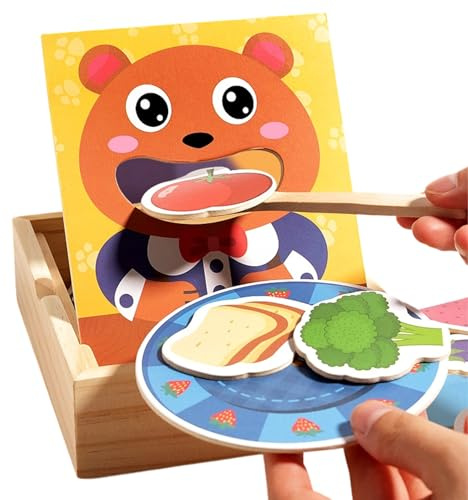 Jouet d'alimentation pour Bébé - Jeu d’Imitation Alimentaire Ours pour - Set Alimentaire en Bois d’Apprentissage pour Développement Enfant, Anniversaire &