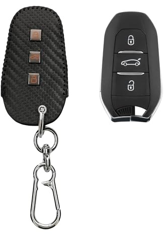 kwmobile Autoschlüssel Kunstleder Hülle kompatibel mit Peugeot Citroen 3-Tasten Smartkey Autoschlüssel (nur Keyless Go) Cover - Schlüsselhülle mit Schlüsselring -