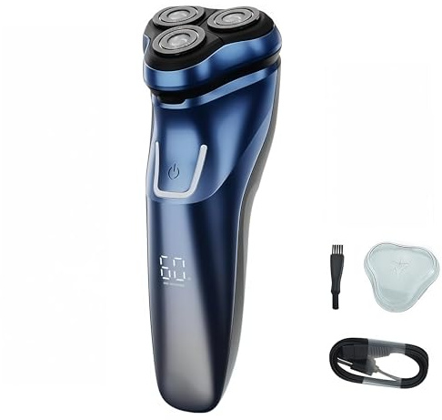 oryzon Herrenrasierer V1 Pro‑Scherkopf und effizientem Rotationsmotor für eine glatte Rasur im Alltag (Blau)