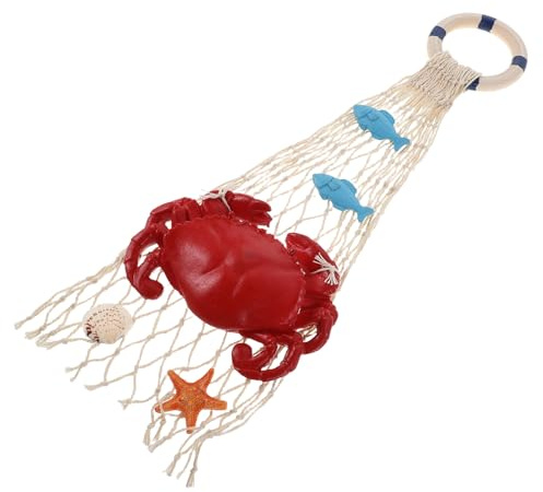 FONDOTIN Decorazione da Parete a Forma di Granchio Nautico in Resina Rossa Ornamento Appeso per Porta e Muro Stile Mediterraneo per Ristorante Patio e Camera da Letto