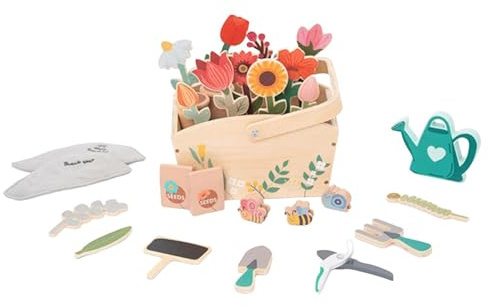 CRDARAAV Holzblumen-Gartenspielzeug-Set, Rollenspiel, für Kinder im Alter von 3 4 5 6 Jahren