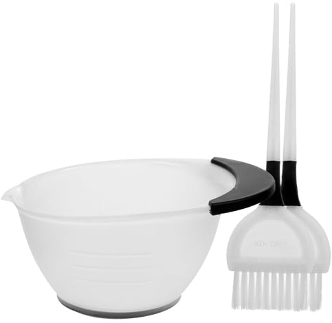 Hohopeti Cuenco para Teñir Cabello Blanco 2 Pinceles de Cerdas Ultrafinas para Peluquería Profesional y Uso Doméstico, Herramienta para Colorear Cabello, Kit de Suministros Color Aleatorio