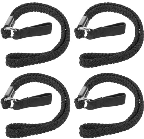 Veemoon Lot de 4 Dragonnes de Canne Noires en Nylon Ergonomique, Corde pour Cannes de Marche de Randonnée, Accessoires Universels et Confort en Extérieur