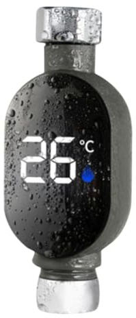 Vibsky LED Duschthermometer für Babybadewanne 0° bis 99° mit Digitalanzeige Edelstahl & PC Material Touch Aktivierung Top Wasserauslass für 1/2 Zoll Rohre