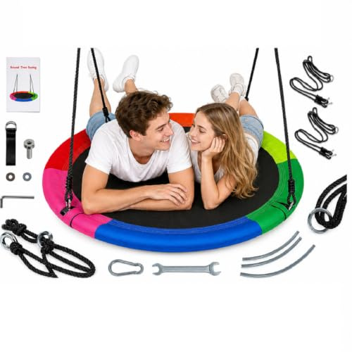 VeftBltrem Columpio Nido Exterior 110 cm – Columpio Colgante 400 kg, Oxford 900D Impermeable, Correas Ajustables y 8 Tubos Acero
