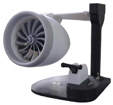 FewNvWa Motor Ventilador Modelo Decorativo Avión con Carga Inalámbrica LED Humidificador Mini Turbina Adecuado para Dormitorio Oficina Estantería Decora, Luces Azules