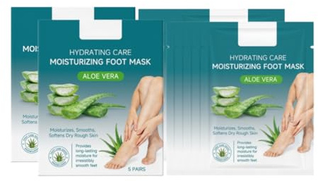 5-pack Aloe Vera fuktgivande och lugnande fotmask – förhindrar torrhet och sprickor, minskar fina linjer