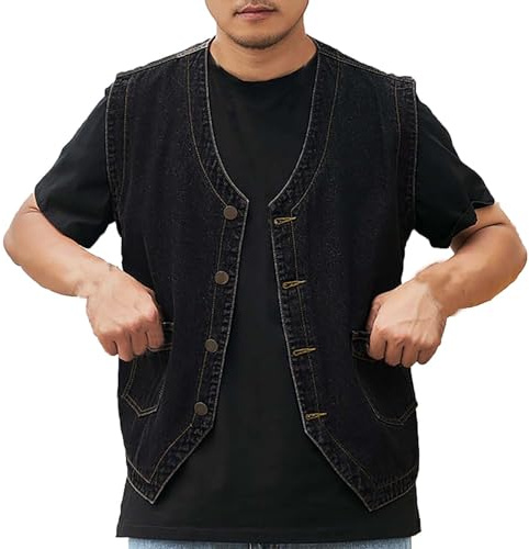 Générique Casual jeansväst för män, lös passform, ärmlös utomhusväst