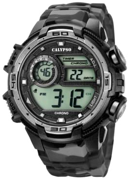 CALYPSO Reloj Modelo K5723/3 de la colección X-TREM, Caja de 51,5 mm Negro con Correa de plástico Gris para Caballero
