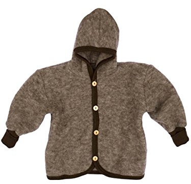 Cosilana Baby Jäckchen mit Kapuze aus weichem Wollfleece, 60% Schurwolle kbT, 40% Baumwolle (kbA)