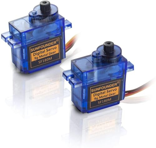SUNFOUNDER 9g Metal Servo Gear RC Robot SF180M Digital Half Metal Semi-Metal Micro Servo Motor Helicopter Airplane Boat Robot Control 2pack (MEHRWEG)