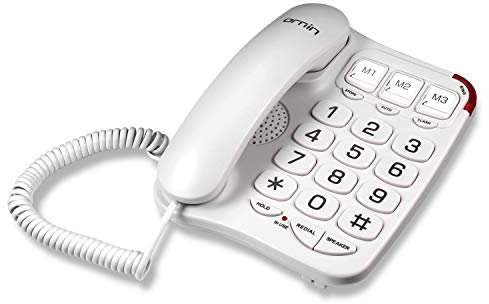 Ornin S016 Big Button Corded Telephone with Speaker, Hearing Aid Compatible for Seniors (White)