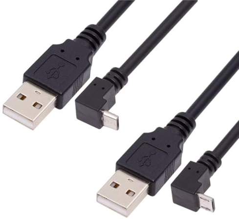 chenyang 2 PACK USB auf Micro USB Kabel, USB 2.0 Stecker auf Micro USB 5 poliger Stecker 90 Grad nach oben/unten abgewinkeltes Lade/Datenübertragungs Verlängerungskabel, 0,65 Fuß/0,2 m