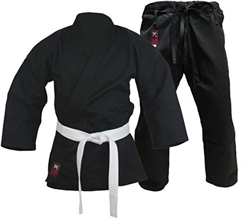 Budodrake Schwarzer Karateanzug Black Edition 12 oz Traditional mit Schnürbund (180)