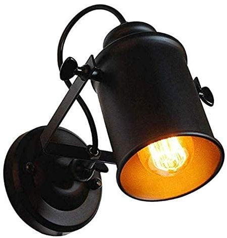 Comely Lampade da Parete Vintage, Regolabile 180° Applique da Parete in Metallo, Nero Faretto a Parete E27 Plafoniere per Corridoio Soggiorno Camera da Letto Cucina