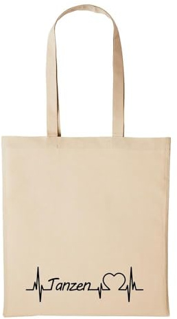 Huuraa Jutebeutel Tanzen Herzschlag Puls 10 Liter Natural | Geschenk Tasche Baumwolle 38 x 42 cm Tragetasche mit langem Henkel Geschenkidee Einkaufstasche