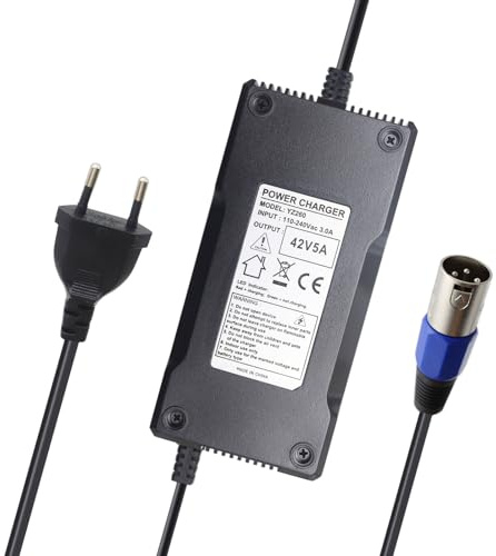 Abakoo Netzteil Ladegerät Ladekabel 42V 5A für 36V Akkus mit 3pin XLR für Elektro Fahrräder/E Bike
