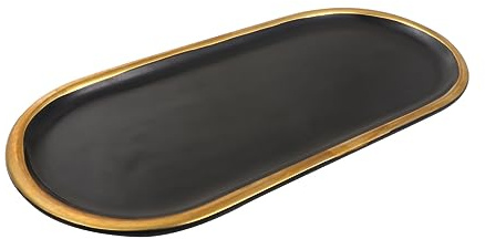 Cabilock Plateau Bijoux en Céramique Noire, Assiette Chic Artisanale pour Rangement la Maison, Style Adorable et Sophistiqué pour Engagement